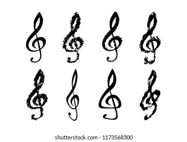 Icon music notes and a squeak key on a white background
