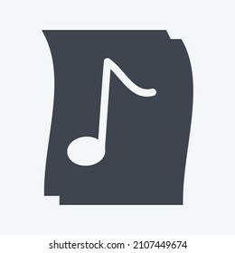 Icon Music on Paper - Glyph Style - Simple illustration, Good for Prints , Announcements, Etc