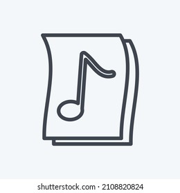 Icon Music on Paper - Line Style - Simple illustration, Good for Prints , Announcements, Etc
