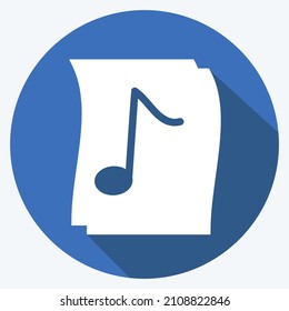 Icon Music on Paper - Long Shadow Style - Simple illustration, Good for Prints , Announcements, Etc