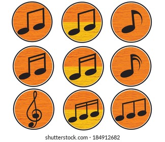 Icon of Music Player on Round 3 D Buttons. Eps-10