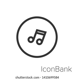 Icon musical note semiquaver in black and white Illustration.