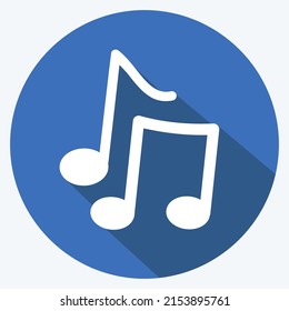 Icon Musical Note. suitable for music symbol. long shadow style. simple design editable. design template vector. simple symbol illustration