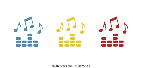 icono de notas musicales, altavoz, volumen, Ilustración vectorial