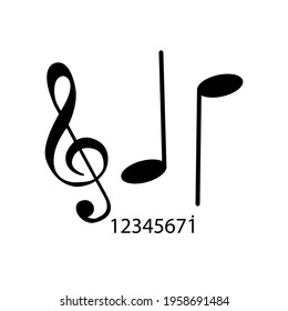 icon musical scale notes isolated on white background