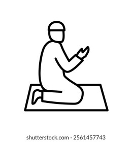 Icon of Muslims praying while sitting
