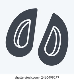 Icon Mussel. related to Seafood symbol. glyph style. simple design illustration