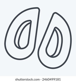Icon Mussel. related to Seafood symbol. line style. simple design illustration