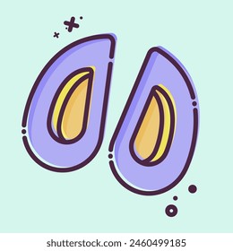 Icon Mussel. related to Seafood symbol. MBE style. simple design illustration