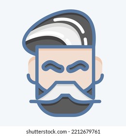 Icon Mustache And Beard. suitable for Barbershop symbol. doodle style. simple design editable. design template vector. simple illustration