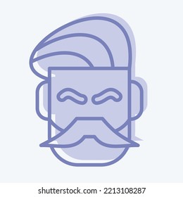 Icon Mustache And Beard. suitable for Barbershop symbol. two tone style. simple design editable. design template vector. simple illustration