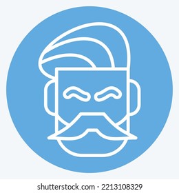 Icon Mustache And Beard. suitable for Barbershop symbol. blue eyes style. simple design editable. design template vector. simple illustration