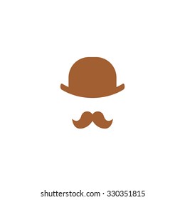 Icon mustache and bowler.