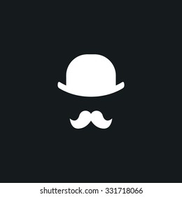 Icon mustache and bowler.