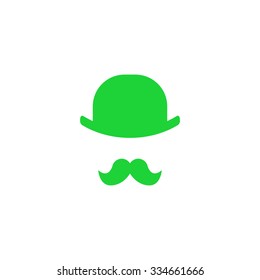 Icon mustache and bowler.