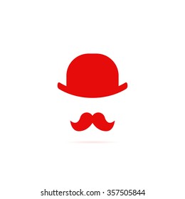 Icon mustache and bowler.
