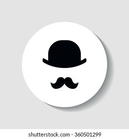 Icon mustache and bowler.