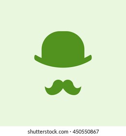 Icon mustache and bowler.