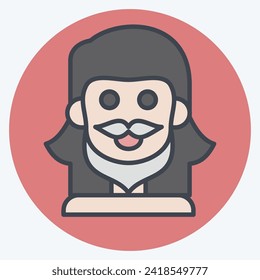 Icono Mustache. relacionado con el símbolo Hipster. estilo mate de color. diseño simple editable. ilustración simple