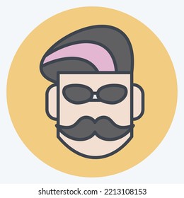 Icon Mustache. suitable for Barbershop symbol. color mate style. simple design editable. design template vector. simple illustration