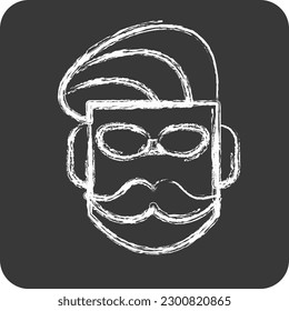 Icon Mustache. suitable for Barbershop symbol. chalk Style. simple design editable. design template vector. simple illustration