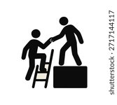 Icon "Mutual Aid": two hands helping each other climb a ladder.