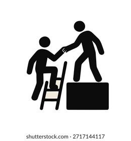 Icono "Ayuda mutua": dos manos ayudándose entre sí a subir una escalera.