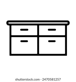 Icon Name Sideboard - An image depicting a sideboard, which can be inferred from the extracted path strings. Outline Black