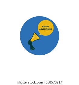 Icon native advertising. Megaphone and cloud. Internet marketing. Vector illustration.