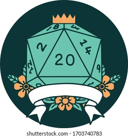 icon of natural 20 critical hit D20 dice roll