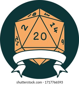 icon of natural 20 critical hit D20 dice roll