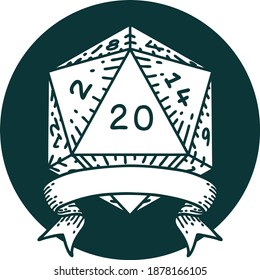 Icon Of Natural 20 Critical Hit D20 Dice Roll