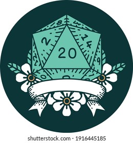 Icon Of Natural 20 Critical Hit D20 Dice Roll