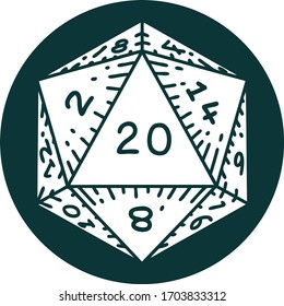 icon of natural 20 D20 dice roll