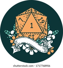 icon of natural one d20 dice roll