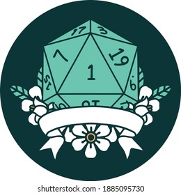 icon of natural one d20 dice roll