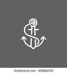 Icon of nautical anchor. Sea, ship, port. Sailing concept. Can be used for topics like travelling, navy, vessel