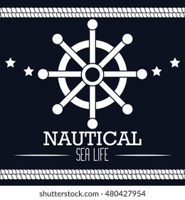 icon nautical timon boat label isolated vector illustration eps 10