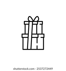 Icon of a neatly wrapped gift with a bow on top, signifying celebration, giving, and thoughtfulness. Ideal for use in communications about birthdays, holidays, anniversaries. Vector illustration