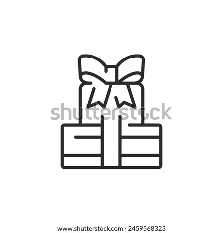 Icon of a neatly wrapped gift with a bow on top, signifying celebration, giving, and thoughtfulness. Ideal for use in communications about birthdays, holidays, anniversaries. Vector illustration