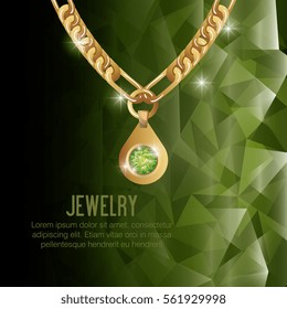 icon necklace gold gem isolated