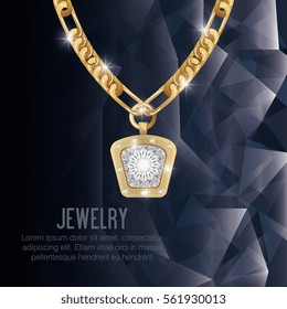 icon necklace gold gem isolated