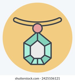 Icon Necklace. related to Jewelry symbol. color mate style. simple design editable. simple illustration