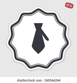 Icon necktie. Business tie. Flat design style. Made vector illustration. Emblem or label with shadow.