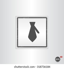 Icon necktie. Business tie. Flat design style. Made vector illustration. Emblem or label with shadow.