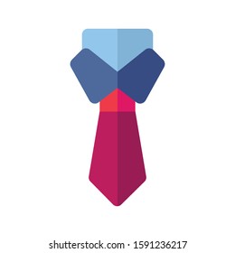 Icon necktie in flat style. vector illustration and editable stroke. Isolated on white background.