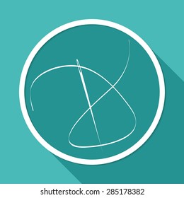 Icon Needle on white circle with a long shadow