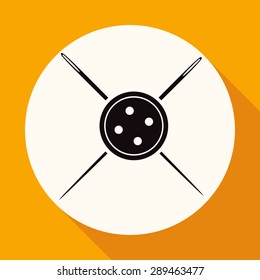 Icon Needle on white circle with a long shadow