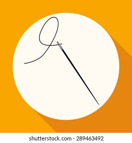 Icon Needle on white circle with a long shadow
