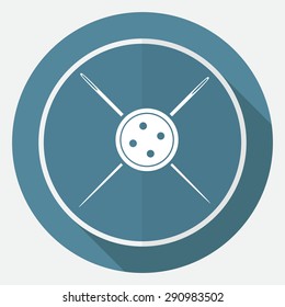 Icon Needle on white circle with a long shadow